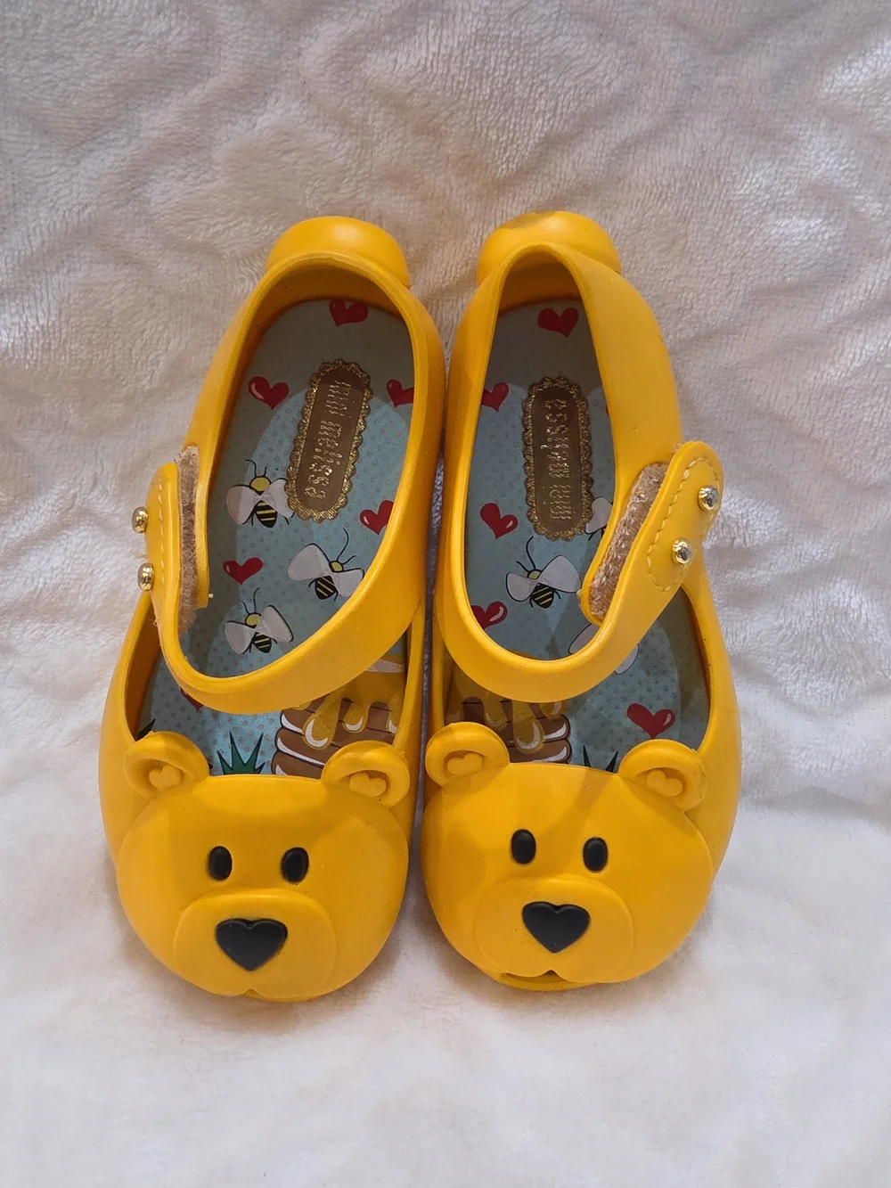 Mini Melissa Kids Sz 6 Toddler Yellow Winnie The Pooh Bear Mary Jane Shoes